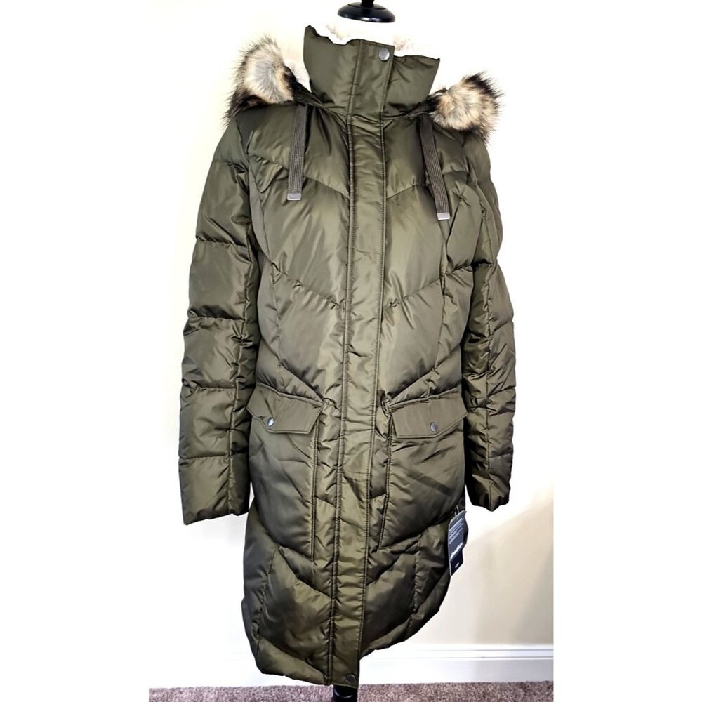 Eddie Bauer Lodge Cascadian Down Parka Jacket Womens TXL Winter Sherpa Fur GRN